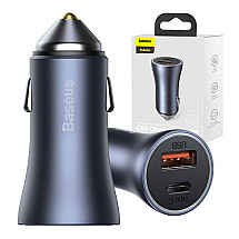 Baseus Golden Contactor Pro car charger, USB + USB-C, QC4.0+, PD, SCP, 40W (gray)