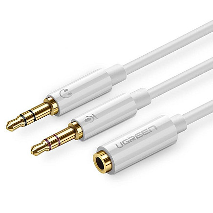 UGREEN AV140 AUX audio splitter headphone + microphone to 3.5 mm mini jack cable, amelinium (white)