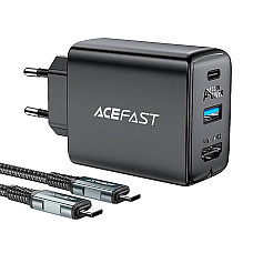 Wall Charger Acefast A17, 65W GaN + kabel USB-C (black)