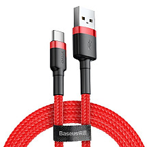 Cafule kabelis USB-C 2A 2m (sarkans)