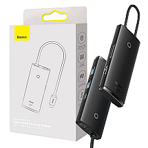 Hub 6w1 Baseus Lite Series USB-C to 2x USB 3.0 + USB-C PD + HDMI + SD/TF (black)