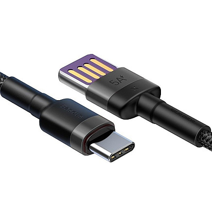 Baseus Cafule USB-C kabelis Huawei SuperCharge, QC 3.0, 5A 1m (melns+pelēks)