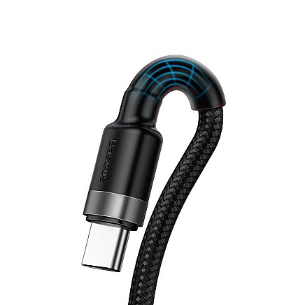 Baseus Cafule USB-C kabelis Huawei SuperCharge, QC 3.0, 5A 1m (melns+pelēks)