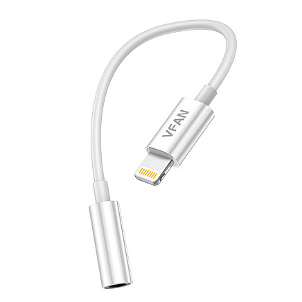 Cable Vipfan L07 Lightning to mini jack 3.5mm AUX, 10cm (white)