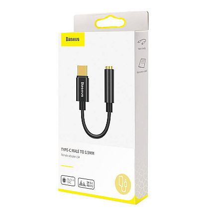 Baseus L54 audio adapteris USB-C + Mini Jack 3,5mm (melns)