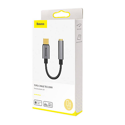 Baseus L54 audio adapteris USB-C + Mini Jack 3,5mm (melns + pelēks)