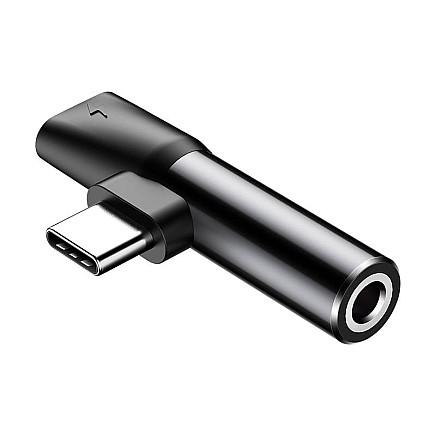 Baseus Audio Adapter USB-C to Mini Jack 3.5mm + USB-C (black)