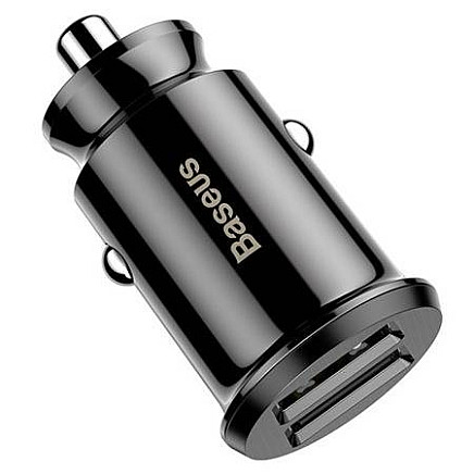 Baseus Grain Auto lādētājs 2x USB 5V 3.1A (melns)