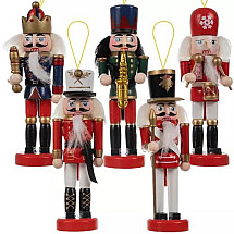 Durable Wooden Nutcracker Grandparents Set - 5 Piece Multi-colored Christmas Tree Decorations with Open Mouth Feature