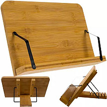 Adjustable Natural Bamboo Book & Tablet Stand - Portable, Foldable, and Easy-to-Store for Home, Office, and School