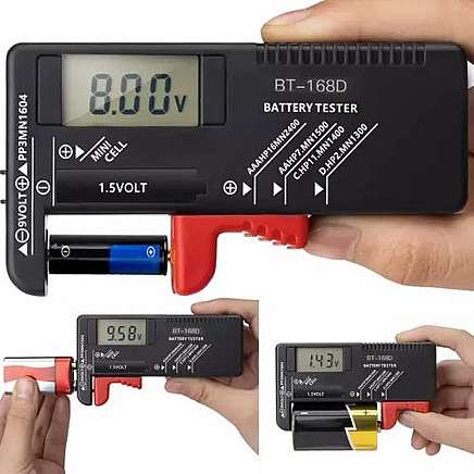 Bigstren BT-168D Bateriju un akumulatoru testeris priekš AA (R6), AAA (R3), R14, R20, CR 1.5V, 9V R9