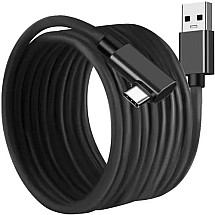 Durable Quick Charge 3.0 USB-A 3.2 to USB Type-C Cable, 5m, 90° Plug - Reinforced Tangle-Free Nylon-Cord for Fast Charging & Data Transfer