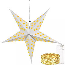 3D Glowing LED Star Christmas Decoration – Battery-Powered Warm White Openwork Paper Star for Walls, Ceilings, Windows