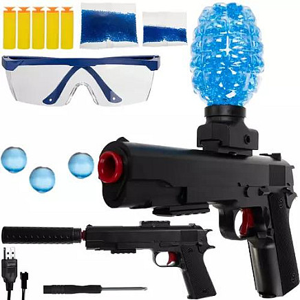 Electric Gel Ball Gun - Burst Fire BB Rifle with High-Capacity 600-Round Transparent Magazine, Rechargeable Battery, Includes Foam Darts