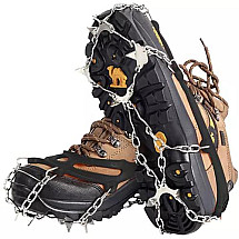 Anti-Slip Adjustable Shoe Crampons with Stainless Steel Chains, Size M 36-40, Ideal for Hiking and Winter Outdoor Activities