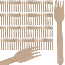 RUHHY 100-Piece Eco-Friendly Disposable Wooden Forks, Biodegradable Cutlery Set for Parties and Events