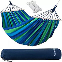 XXL Double Garden Hammock in Durable Natural Material, Portable with Cover, Wooden Bars for Comfort, Maximum Load 150kg - Perfect for Camping & Home Relaxation