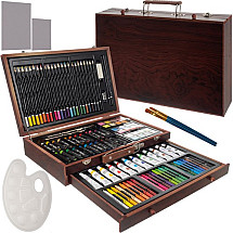 117-Piece Deluxe Artistic Painting Set for Children in Easy-Carry Wooden Suitcase