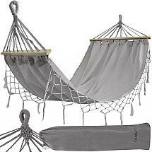 GARDLOV Durable Cotton-Polyester Hammock with Wooden Frame - 200X100cm, Comfortable & Safe, Perfect for Outdoor Relaxation