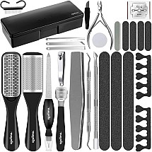 31-Piece Deluxe Professional Pedicure Kit with Carry Case – Complete Foot Care & Spa Treatment Set for Nail Grooming, Dead Skin Removal and Salon quality Home Use