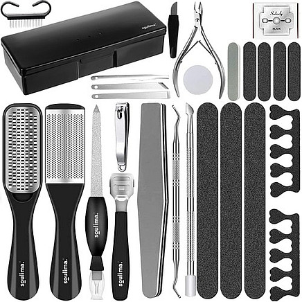 31-Piece Deluxe Professional Pedicure Kit with Carry Case – Complete Foot Care & Spa Treatment Set for Nail Grooming, Dead Skin Removal and Salon quality Home Use