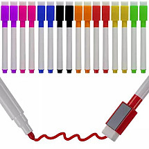 16-Pack Multifunctional Dry-Erase Markers Set - 8 Vibrant Colors with Abrasive Sponge & Magnet, Ideal for Whiteboards, Glass, Ceramics