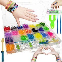 Creative Bands DIY Bracelet Making Set with XXL Colorful Elastic Bands & Loom Kit - Ultimate Craft Kit with Storage Organizer