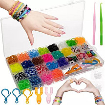 Complete DIY Rubber Band Bracelet Making Kit - 1500 Colorful Bands with Decorative Elements & Organizer Case for Creative Craft Fun