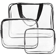 3-Piece Universal Waterproof Transparent PVC Cosmetic Bag Set for Travel & Beach Use