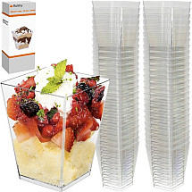 120ml Stackable Pyramid Dessert Cups - 50 Piece Clear Plastic Set for Home & Professional Events