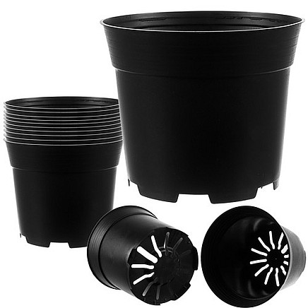 10-Piece Durable Black Plastic Garden Pots Set - Temperature Resistant, Ideal for Seedlings, Reusable 2L Capacity Pots