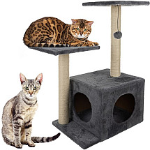 4-Tier Interactive Cat Scratcher Post in Gray - Stress-Reducing, Furniture-Safe, Fun Activity Center for Cats, 71cm