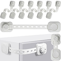 Adjustable Child Safety Cabinet Locks with Easy Installation, 6 pcs - Secure Drawer Protection Kit in White