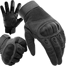 Black Advanced Tactical Touchscreen Gloves, Durable Nylon, Reinforced Grip - Military Survival Equipment