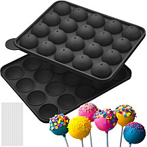 20-Cavity Reusable Silicone Cookie & Lollipop Mold - Perfectly Shaped, Heat Resistant Baking & Freezing Tool