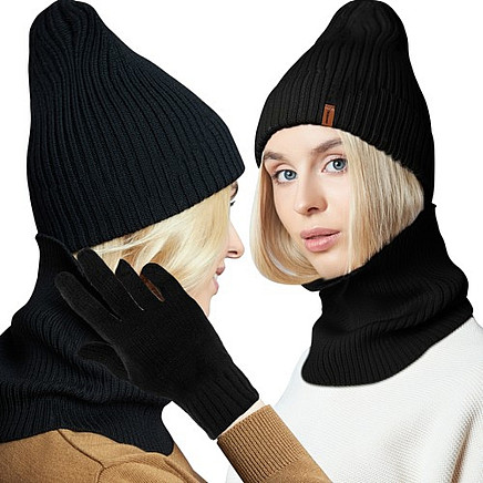 3-in-1 Unisex Winter Warm Acrylic Hat, Scarf & Gloves Set - Multi-Seasonal Universal Cold Weather Protection