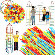 Creative 3D Connectors - 408 pcs Multicolored Straws and Connectors Building Blocks Set for Skill Development & Fun Playtime