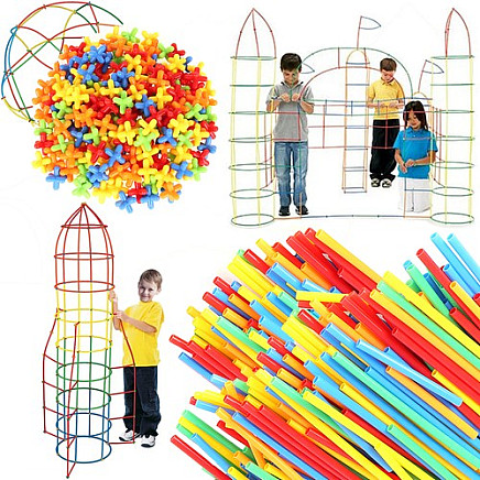 Creative 3D Connectors - 408 pcs Multicolored Straws and Connectors Building Blocks Set for Skill Development & Fun Playtime