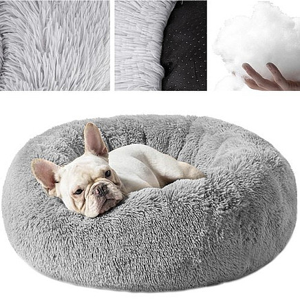 Deluxe Comfort Pet Bed with High Sides and Non-Slip Bottom - Machine Washable Plush Dog/Cat/Rabbit Bed, Medium Grey