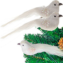 2-Piece Decorative Clip-on Birds with Feather Tails for Christmas & Wedding Decorations