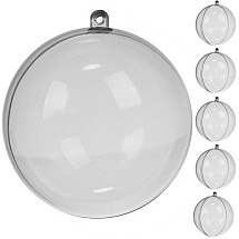 DIY Transparent Acrylic Baubles, Foldable, 10cm - 5pc Set for Customizable Christmas Decorations