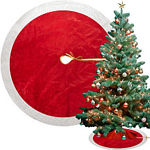 90cm Decorative Christmas Tree Mat with Gold Binding, Soft Fluffy Material, Perfect for Gifts