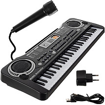 Kids 61-Key Electronic Organ Keyboard with Microphone, Adjustable Volume & Rhythm - Multifunctional Learning Tool with Recording and Playback Feature