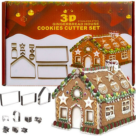 10-Piece Metal Gingerbread House Mold Set - Sharp Edge Perfect for Quick Cuts, Ideal for Pastry or Sugar Paste Projects