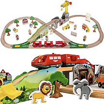 57-Piece Wooden Train Track Set for Kids - Magnetic Connectors, Stimulates Creativity & Develops Coordination - 3.2m Long Track with Accessories