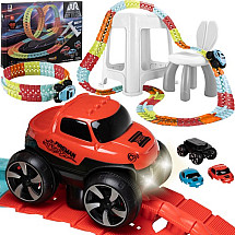 192-Piece Flexible Race Car Track Set with LED Self-Driving Car & Replaceable Cabins: Creative Play for Learning & Fun