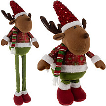 Adjustable Height Christmas Reindeer Decor - Sequined Hat Telescopic Reindeer Figurine for Home, School, Office Decorations