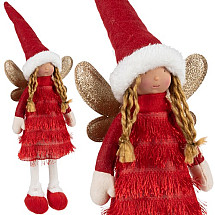 Glitter-Winged Christmas Fairy Decor - Festive Angel Elf with Winter Outfit, Stable Standing Figurine for Indoor Holiday Decorations