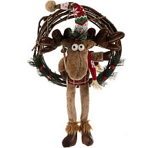 Holiday Joy Christmas Reindeer Wreath - Premium Quality, Indoor/Outdoor Festive Decoration (31cm Diameter)