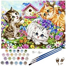 Complete Paint by Numbers Cat Canvas Kit - DIY Acrylic Painting Set for Adults and Kids on Wooden Frame